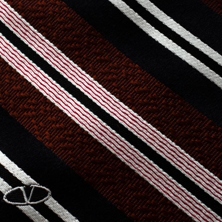 Pre Owned Valentino Multicolor Striped Woven Silk Traditional Tie