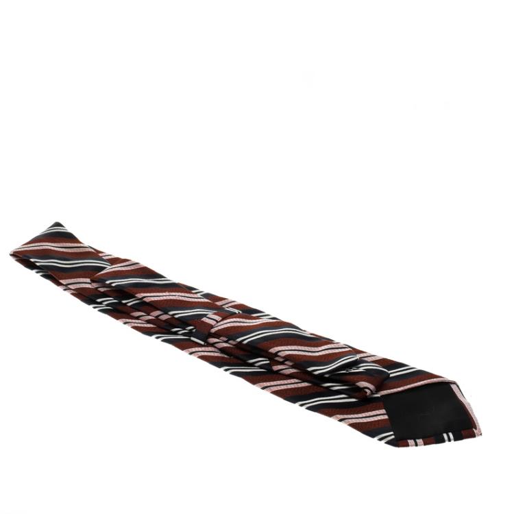 Pre Owned Valentino Multicolor Striped Woven Silk Traditional Tie
