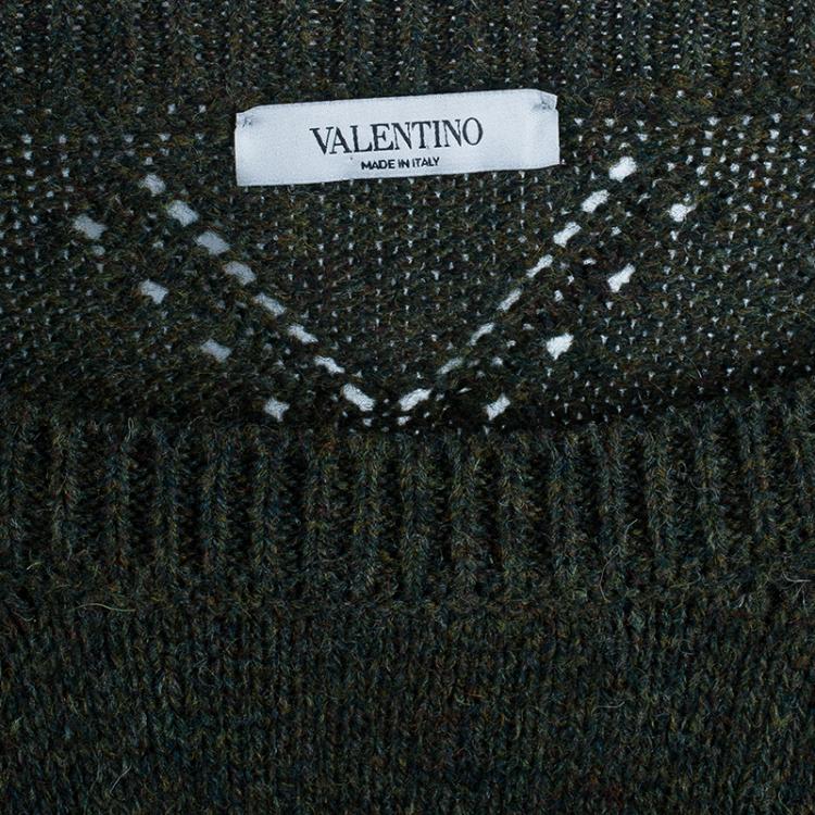 Pre Owned Valentino Men's Olive Green Crewneck Pullover L