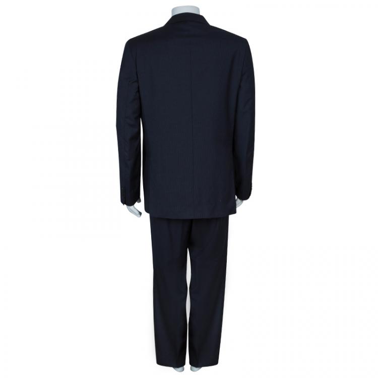Pre Owned Valentino Men's Navy Blue Wool Suit XL