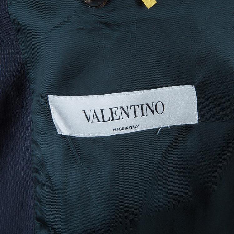 Pre Owned Valentino Men's Navy Blue Wool Suit XL