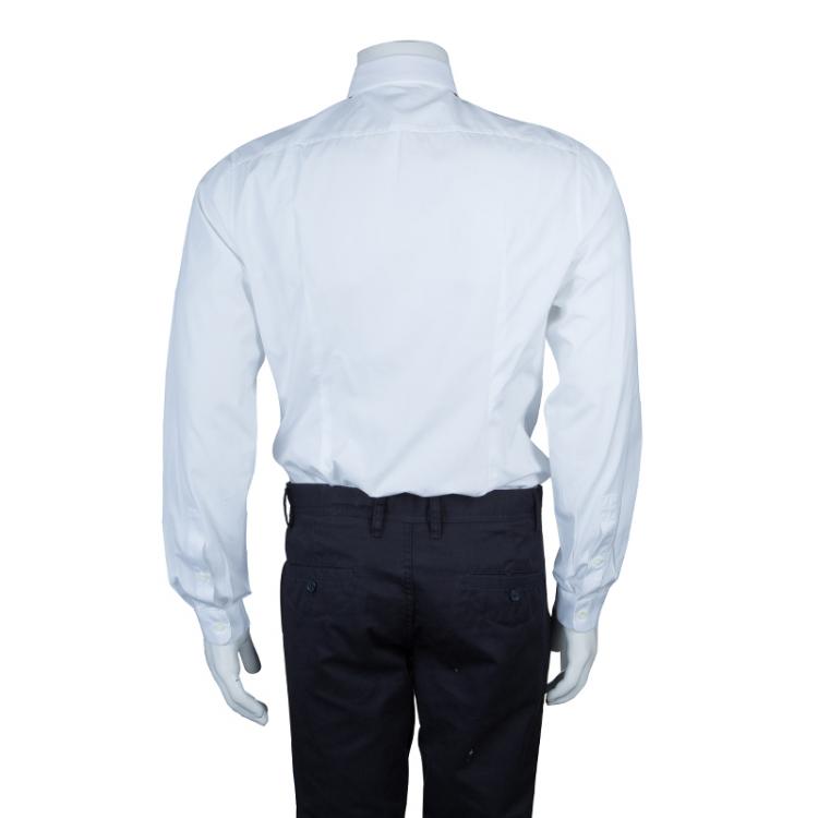 Pre Owned Valentino White Studded Collar Detail Long Sleeve Buttondown Shirt M