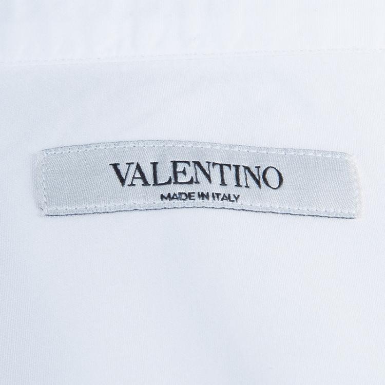 Pre Owned Valentino White Studded Collar Detail Long Sleeve Buttondown Shirt M