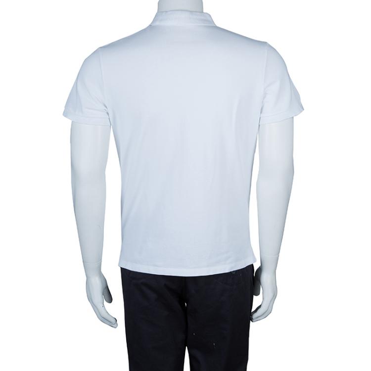 Pre Owned Valentino White Rockstud Detail Polo T-Shirt M
