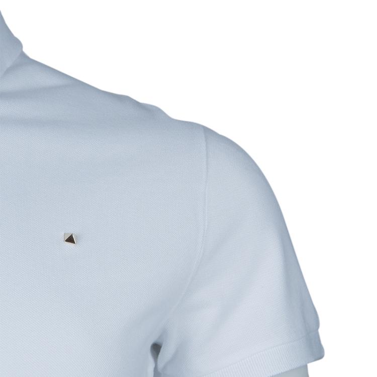 Pre Owned Valentino White Rockstud Detail Polo T-Shirt M