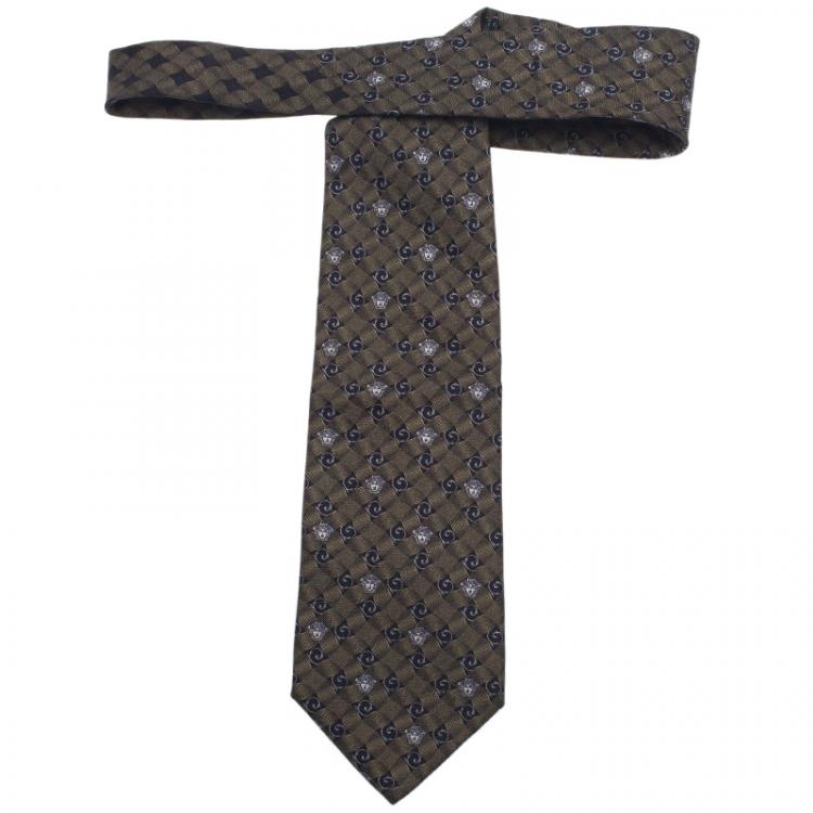 Pre Owned Versace Grey Medusa Tie