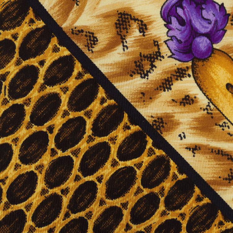 Gianni Versace Yellow Leopard Printed Silk Tie Versace