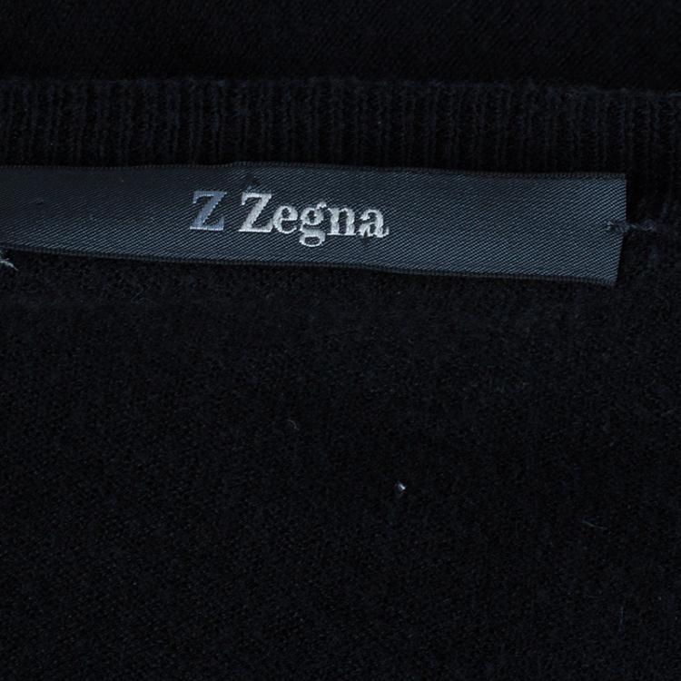 Pre Owned Z Zegna Men's Black V-Neck Sweater XL