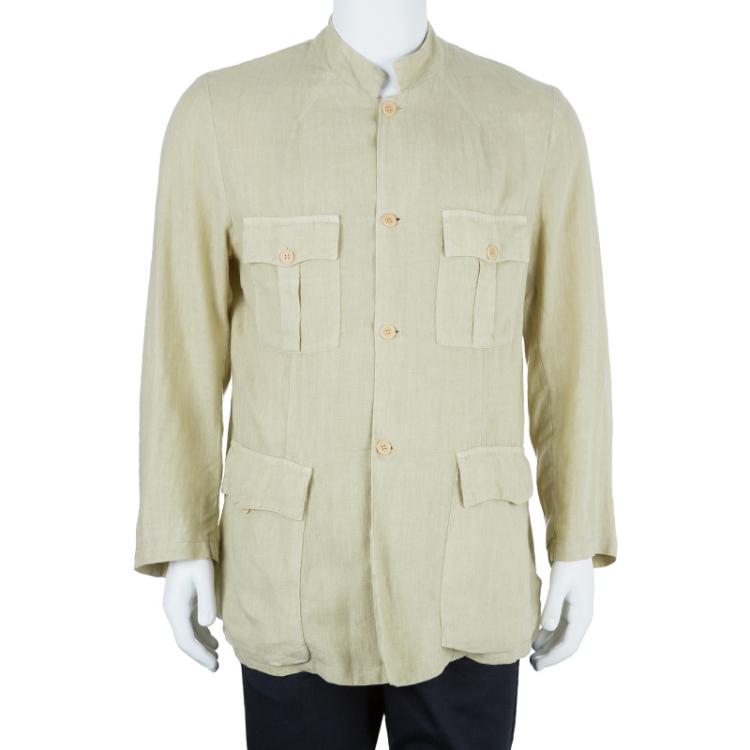 Pre Owned Z Zegna Men's Beige Linen Jacket L