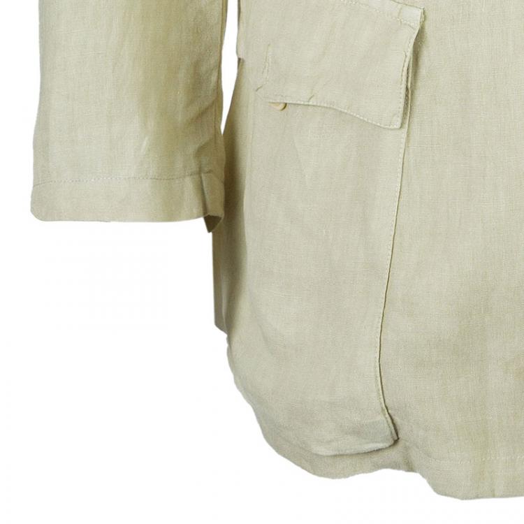 Pre Owned Z Zegna Men's Beige Linen Jacket L