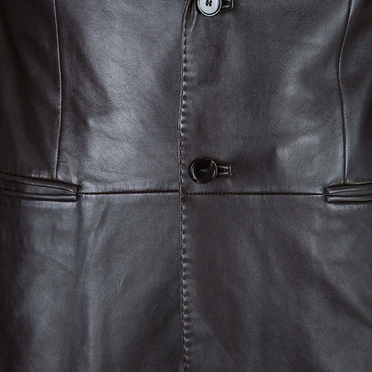 Pre Owned Z Zegna Mens' Black Leather Jacket M