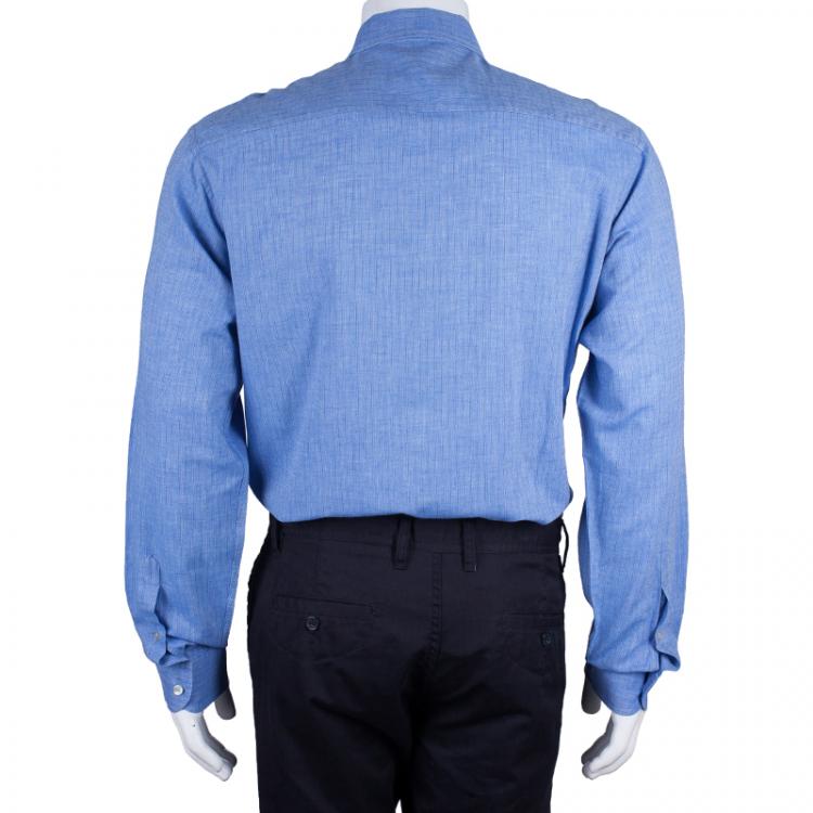 Pre Owned Z Zegna Mens Blue Shirt XL