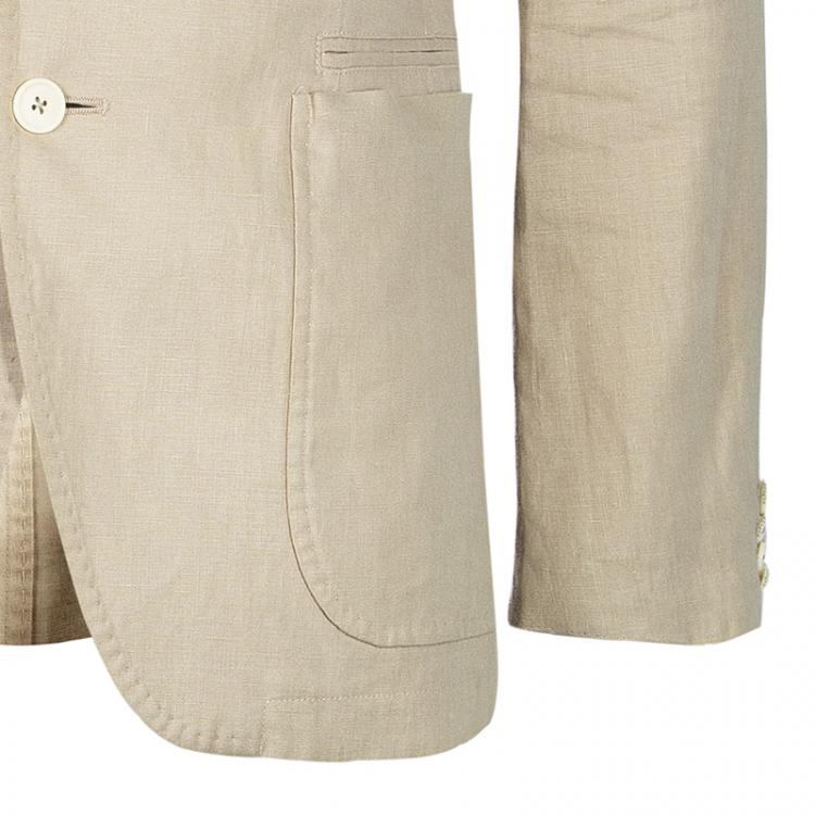 Pre Owned Z Zegna Men's Beige Linen Blazer M