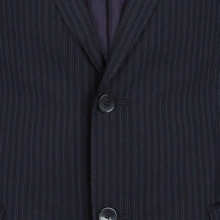 Pre Owned Z Zegna Navy Blue Striped Regular Fit Blazer L