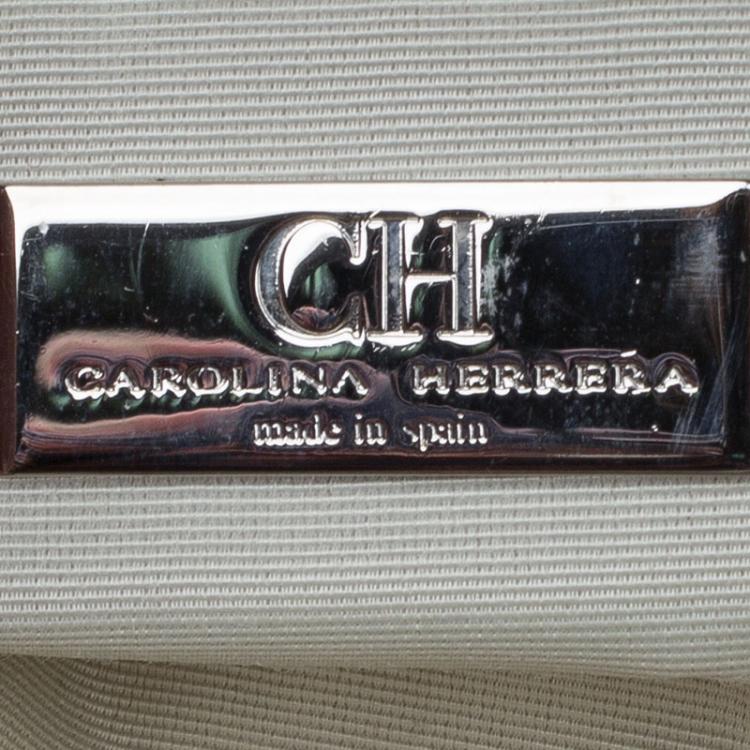 Pre Owned Carolina Herrera Silver Monogram Leather Jerry Clutch