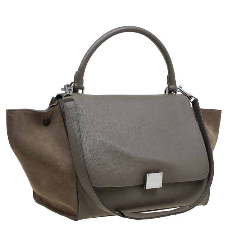 Pre Owned Celine Grey Leather Medium Trapeze Tote
