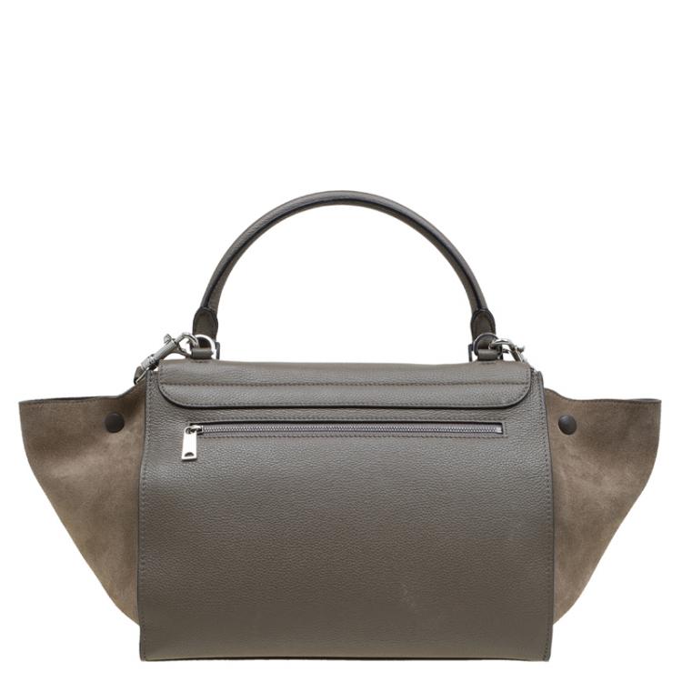 Pre Owned Celine Grey Leather Medium Trapeze Tote