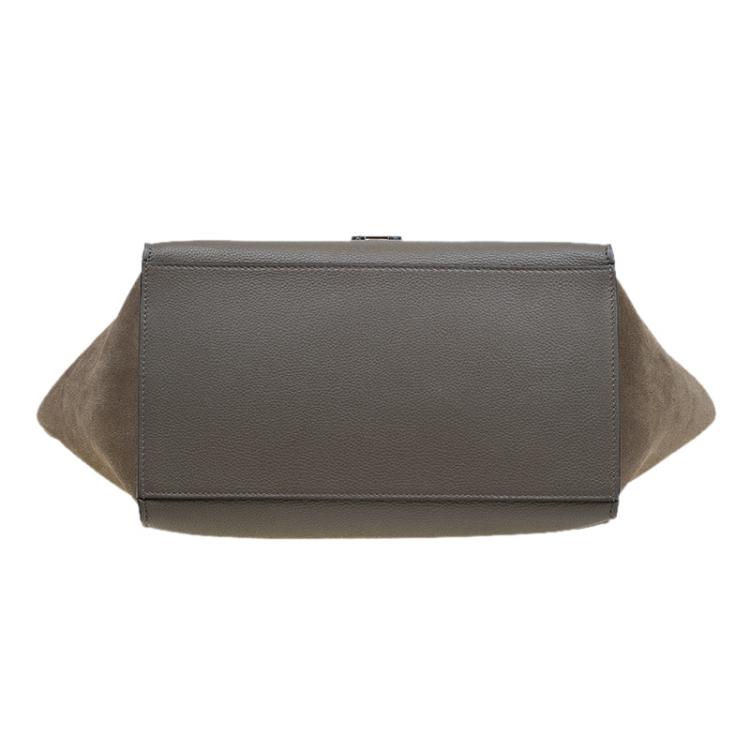 Pre Owned Celine Grey Leather Medium Trapeze Tote