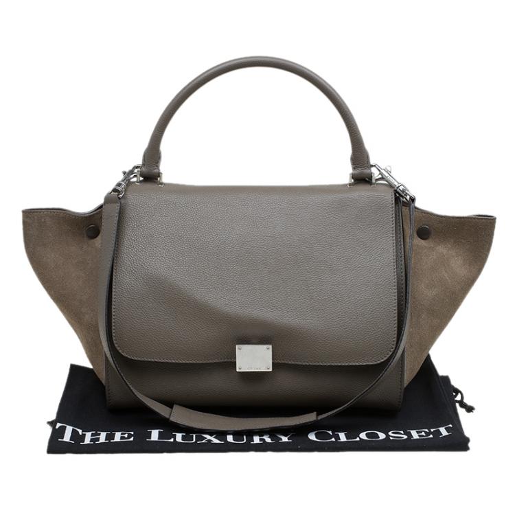 Pre Owned Celine Grey Leather Medium Trapeze Tote