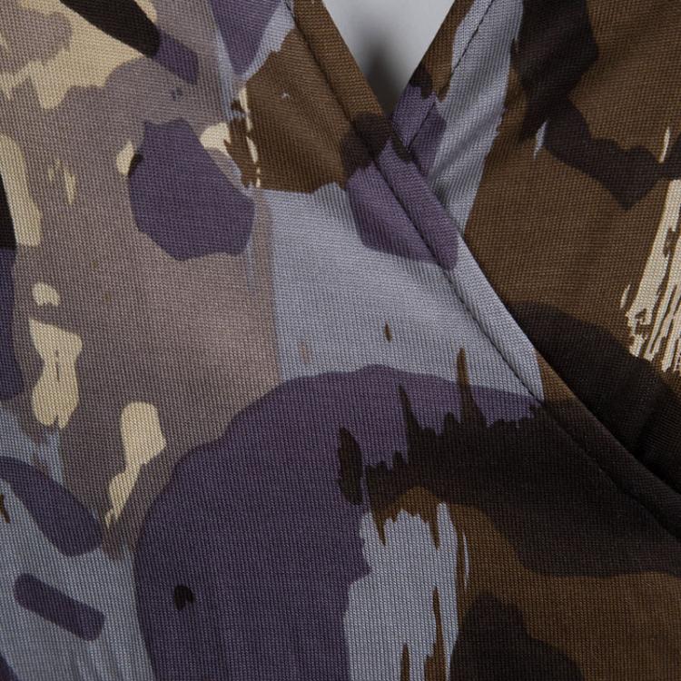 مملوكة مسبقًا Diane Von Furstenberg Silk Camoflage Print Justin Wrap Dress M