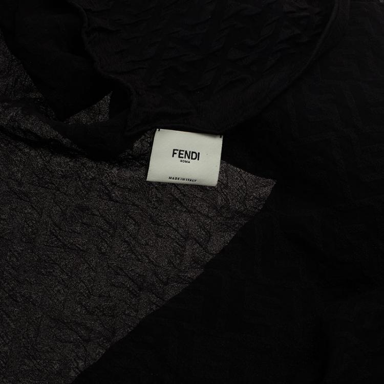 Pre Owned Fendi Black Zucca Silk Stole