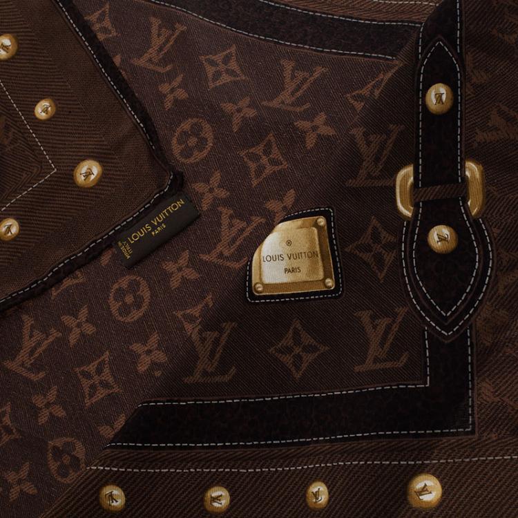 Pre Owned Louis Vuitton Brown Monogram Silk Stole