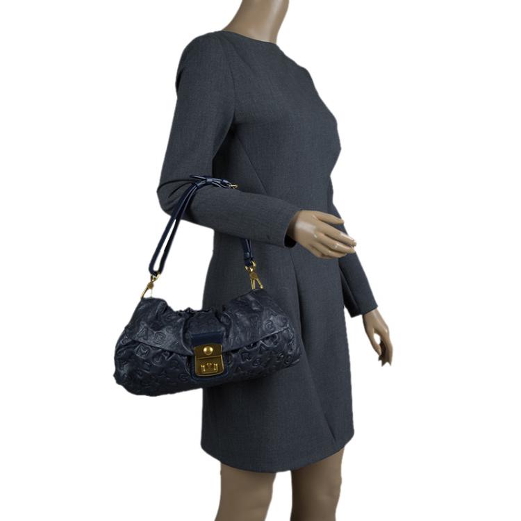 Marc Jacobs Black Handbag Leather Satchel Shoulder Purse Made In Italy