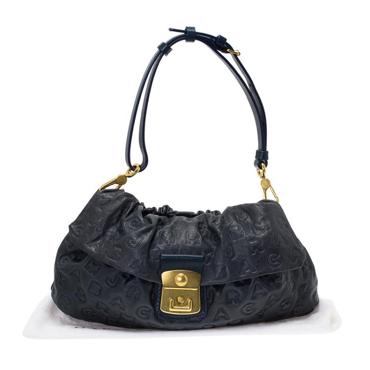 Pre Owned Marc By Marc Jacobs Dark Blue Leather Dreamy Logo Linda Shoulder Bag