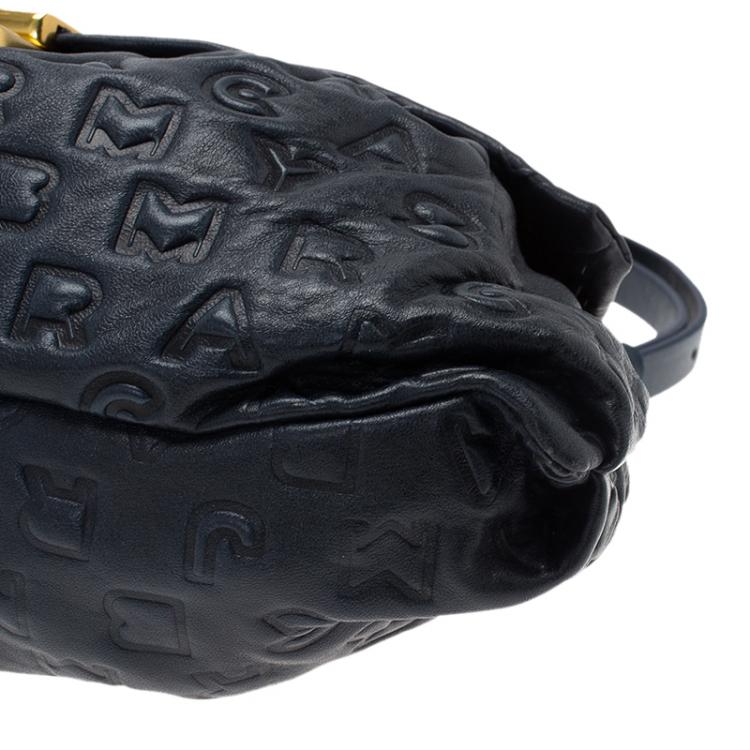 Pre Owned Marc By Marc Jacobs Dark Blue Leather Dreamy Logo Linda Shoulder Bag