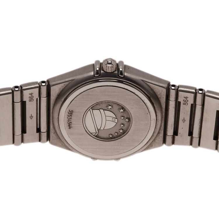 Pre Owned Omega Black Stainless Steel Constellation Women's Wristwatch 22MM