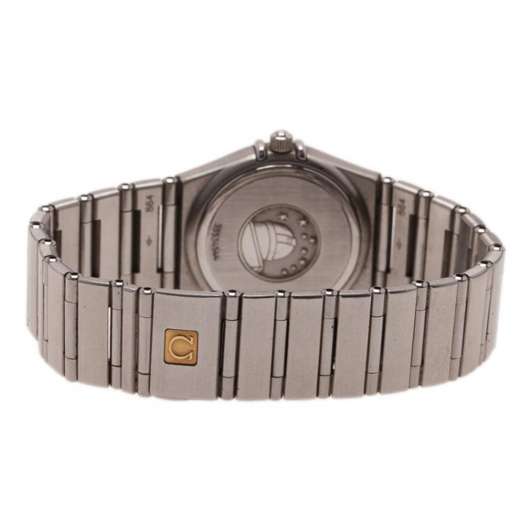 Pre Owned Omega Black Stainless Steel Constellation Women's Wristwatch 22MM