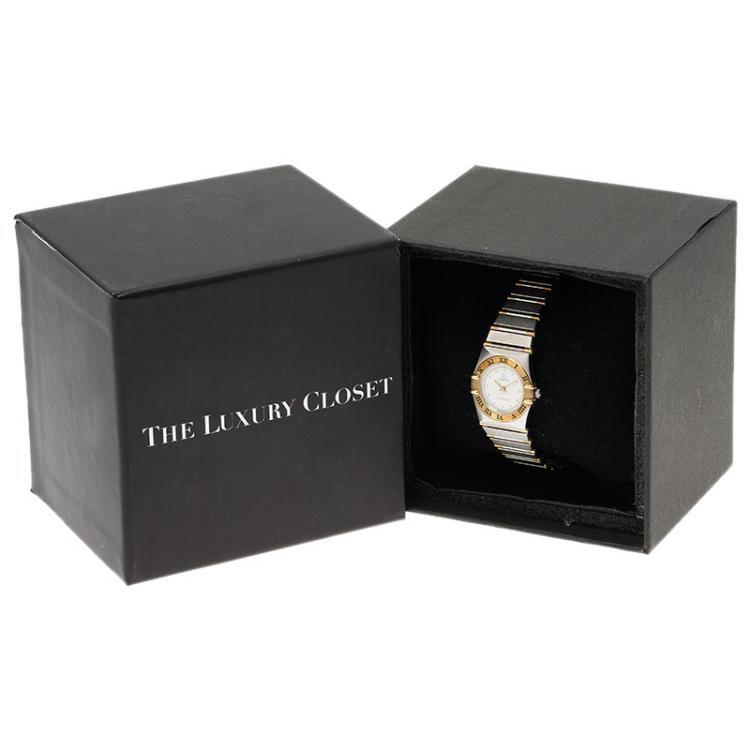 Pre Owned Omega White Stainless Steel Constellation Women's Wristwatch 24 MM