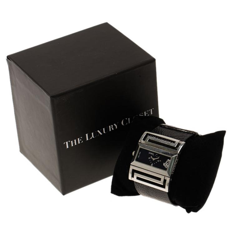 Pre Owned Versace Black Stainless Steel Beauville Women's Wristwatch 40MM