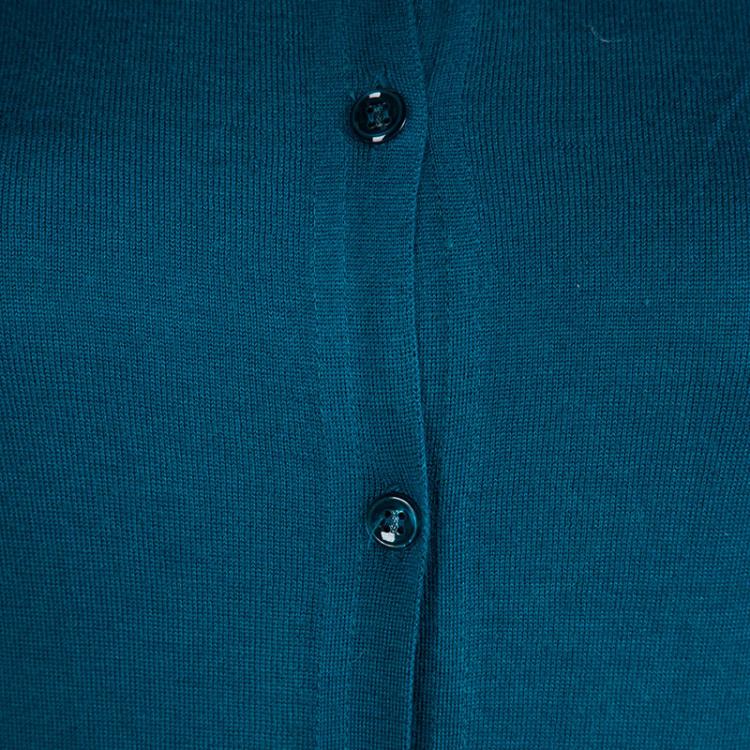 Pre Owned Yves Saint Laurent Blue Cashmere Button Down Cardigan S