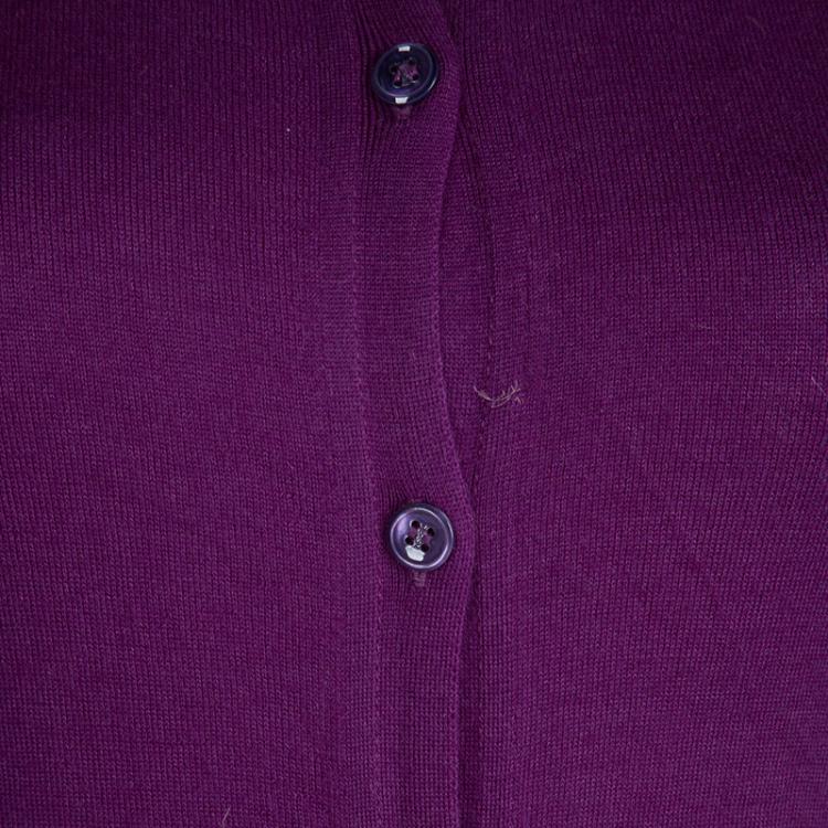 Pre Owned Yves Saint Laurent Purple Cashmere Button Down Cardigan S