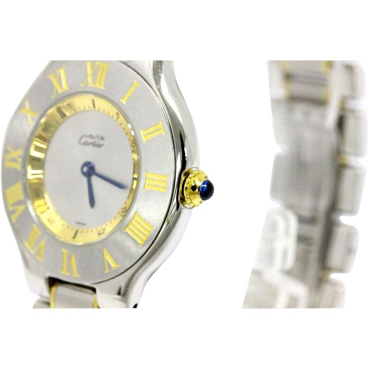 Pre Owned Cartier Silver Gold Plated and Stainless Steel Must Unisex Wristwatch 31MM