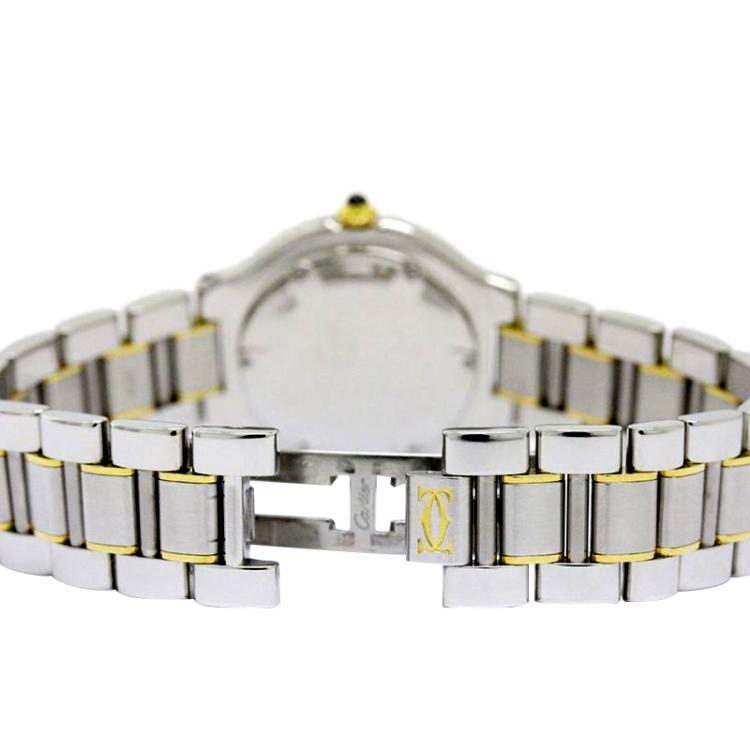 Pre Owned Cartier Silver Gold Plated and Stainless Steel Must Unisex Wristwatch 31MM