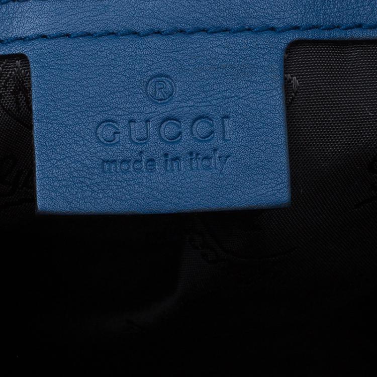 Pre Owned Gucci Blue Leather Medium Darwin Convertible Backpack Bag