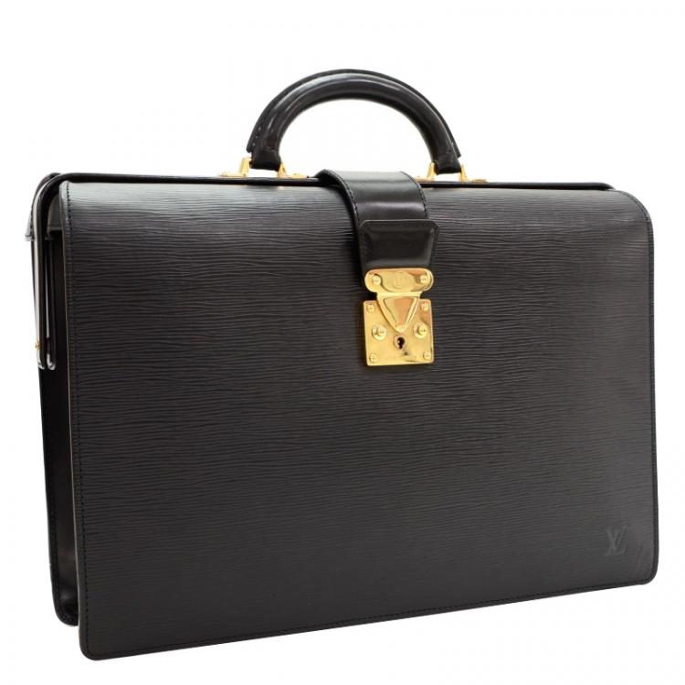 Pre Owned Louis Vuitton Black Epi Leather Serviette Fermoir Briefcase 