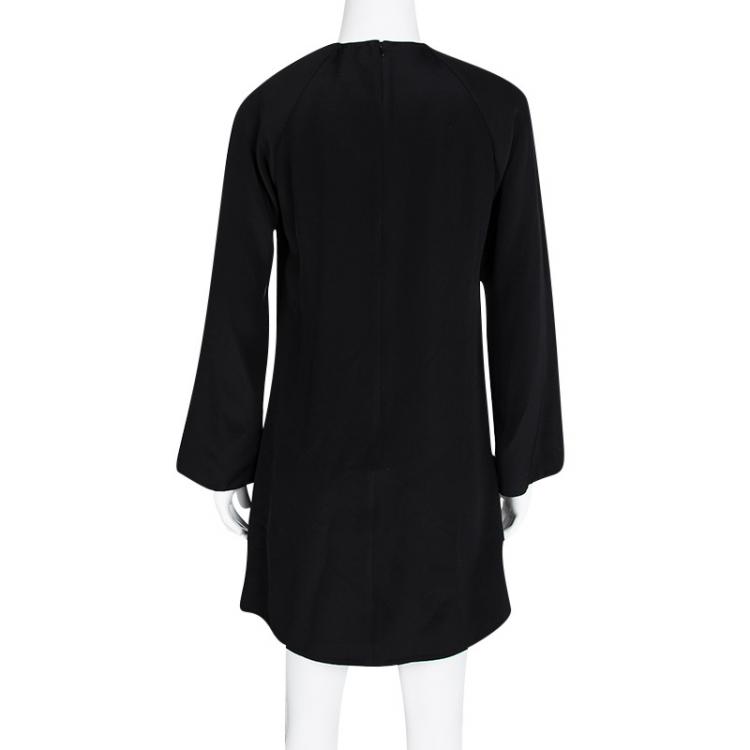 Pre Owned 3.1 Phillip Lim Black Jeweled Neck Draped Long Sleeve Dress S