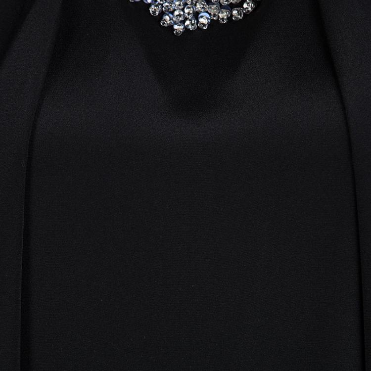 Pre Owned 3.1 Phillip Lim Black Jeweled Neck Draped Long Sleeve Dress S