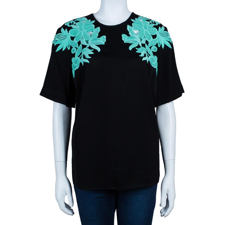 Pre Owned 3.1 Phillip Lim Black Contrast Floral Lace Oversized Top M