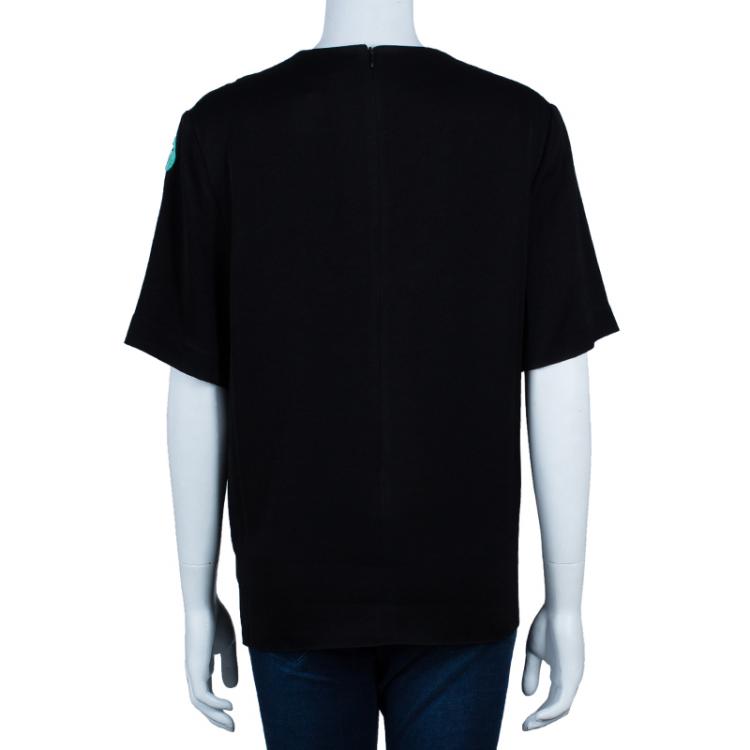 Pre Owned 3.1 Phillip Lim Black Contrast Floral Lace Oversized Top M