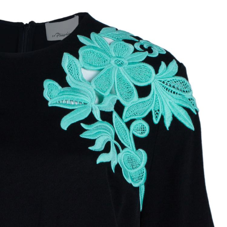 Pre Owned 3.1 Phillip Lim Black Contrast Floral Lace Oversized Top M