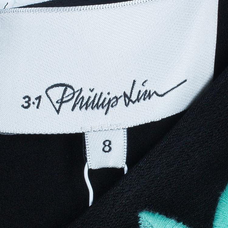 Pre Owned 3.1 Phillip Lim Black Contrast Floral Lace Oversized Top M