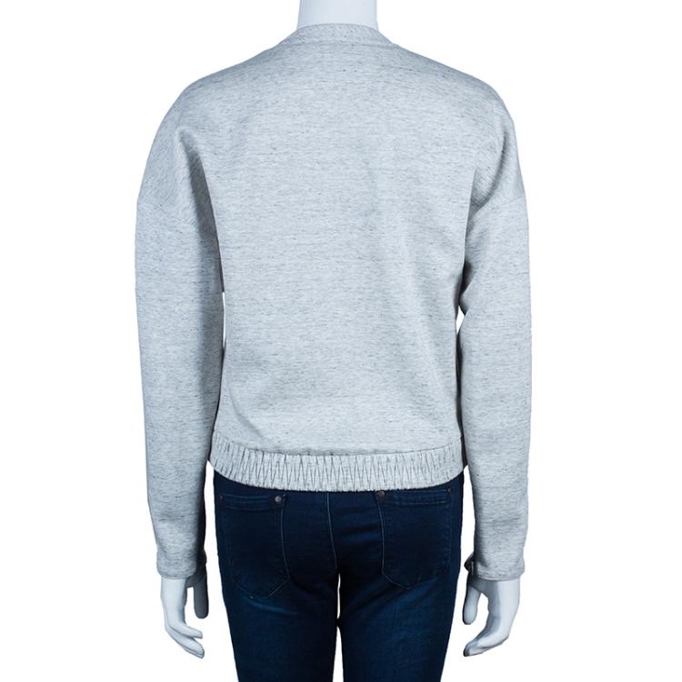 Pre Owned 3.1 Phillip Lim Gray Guipure Lace Appliqué Ribbed Hem Sweatshirt M