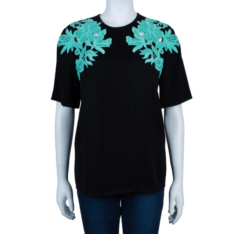 Pre Owned 3.1 Phillip Lim Black Contrast Floral Lace Oversized Top M