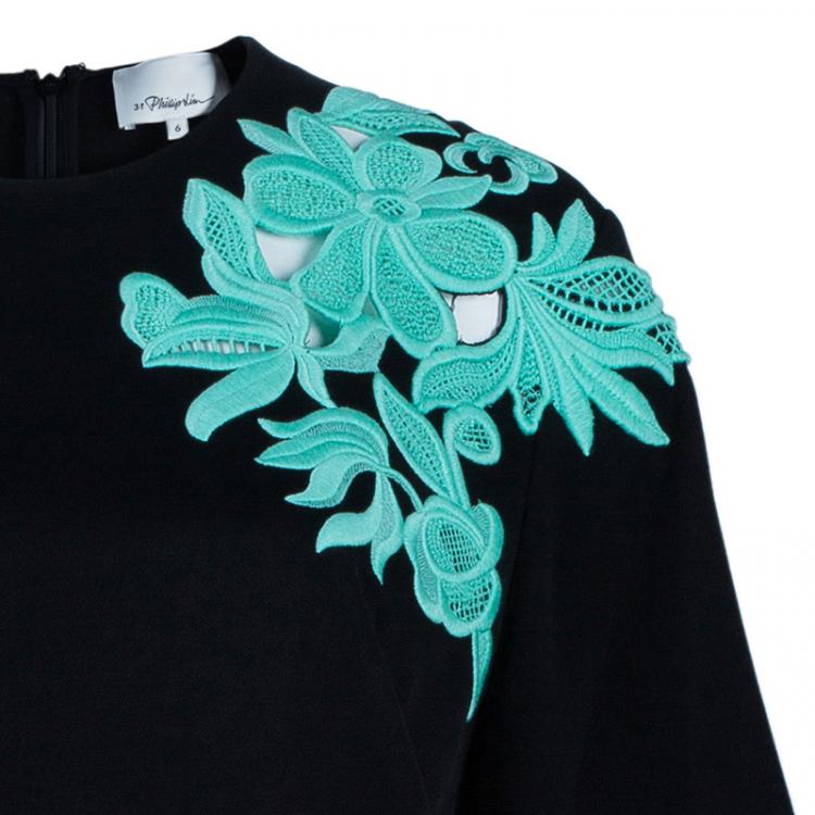 Pre Owned 3.1 Phillip Lim Black Contrast Floral Lace Oversized Top M