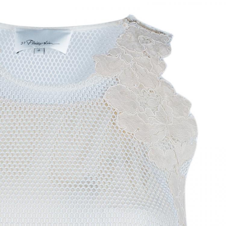 Pre Owned 3.1 Phillip Lim Sleeveless Floral Lace Insert Top M