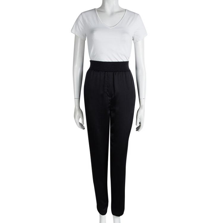 Pre Owned 3.1 Phillip Lim Black Silk Ribbed Waist Trousers S